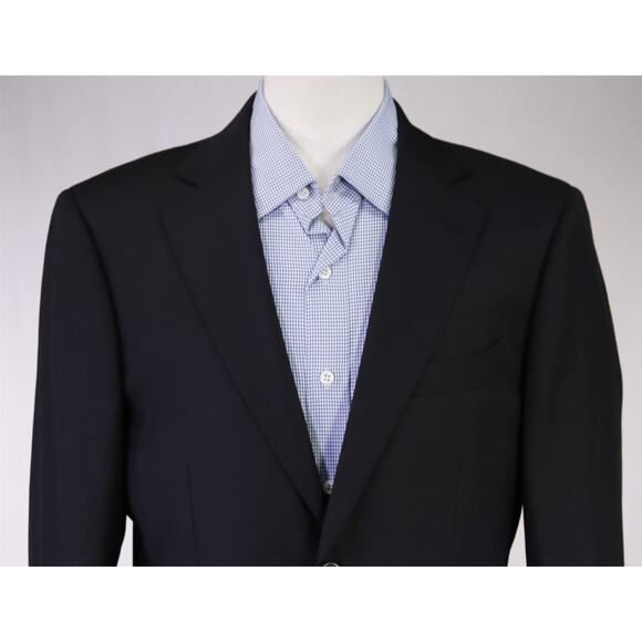 Combatant Gentlemen Solid Black 2-Btn Wool Blazer Jacket Tailored Fit 38S New - Picture 3 of 10